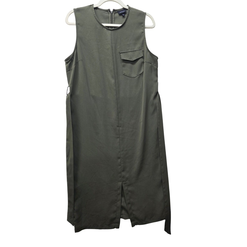 Who What Wear Olive Green Sleeveless Utility Midi Dressβ with Waist Tie Large